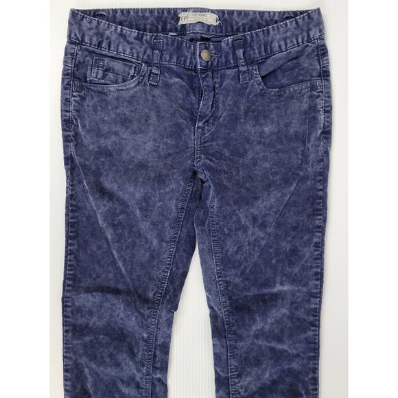 Free‎ People Womens 27 Corduroy Chino Straight Leg Mid Rise Navy Blue Pants - Picture 2 of 12